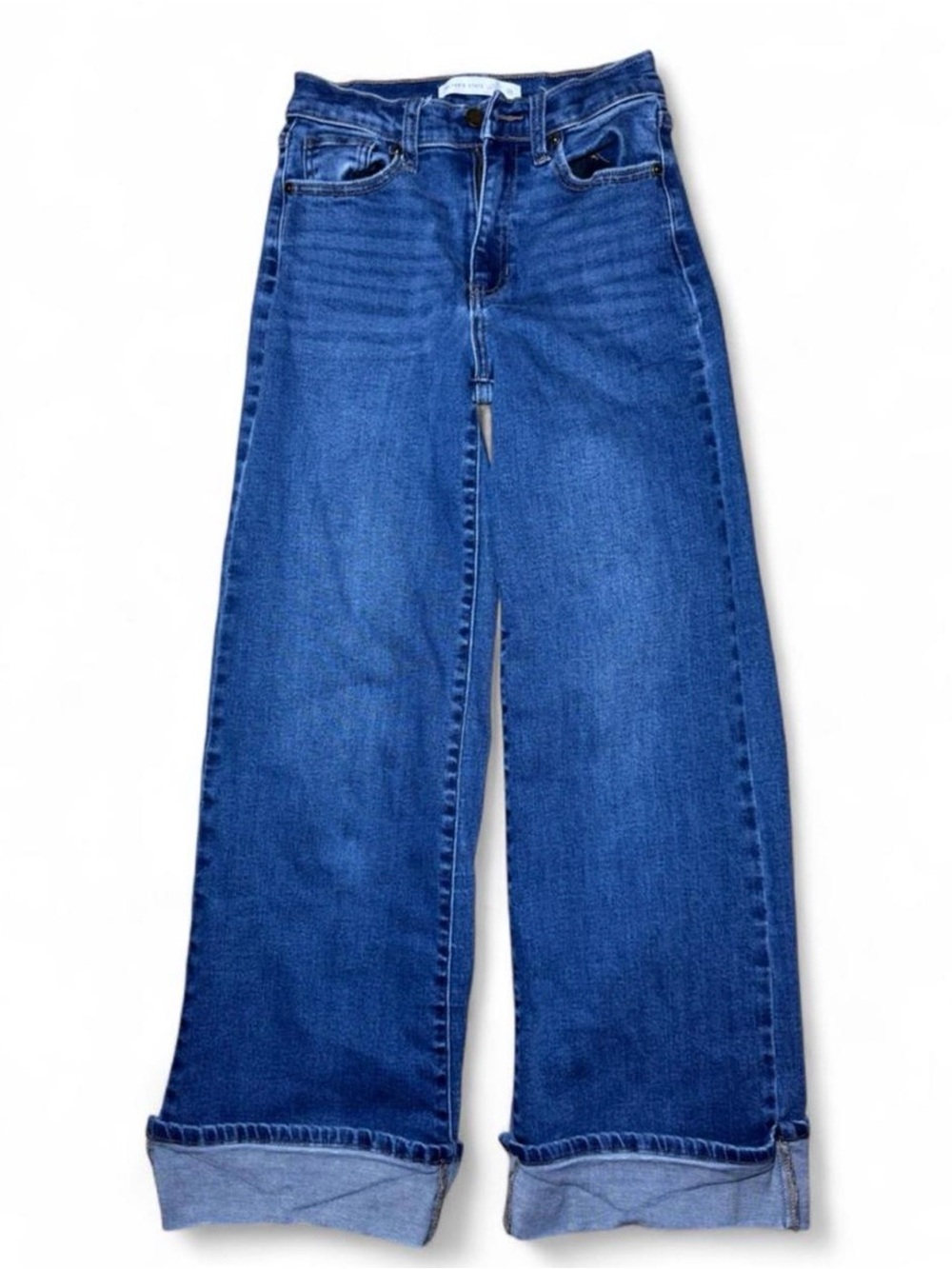 Altar'd State Women’s Wide-Leg Hemmed Dark Blue Baggy Relaxed Jeans